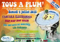 TOUS A PLUM' - Fête de soutien à la radio Plum'FM. Du 4 au 5 juillet 2015 à SERENT. Morbihan.  19H00